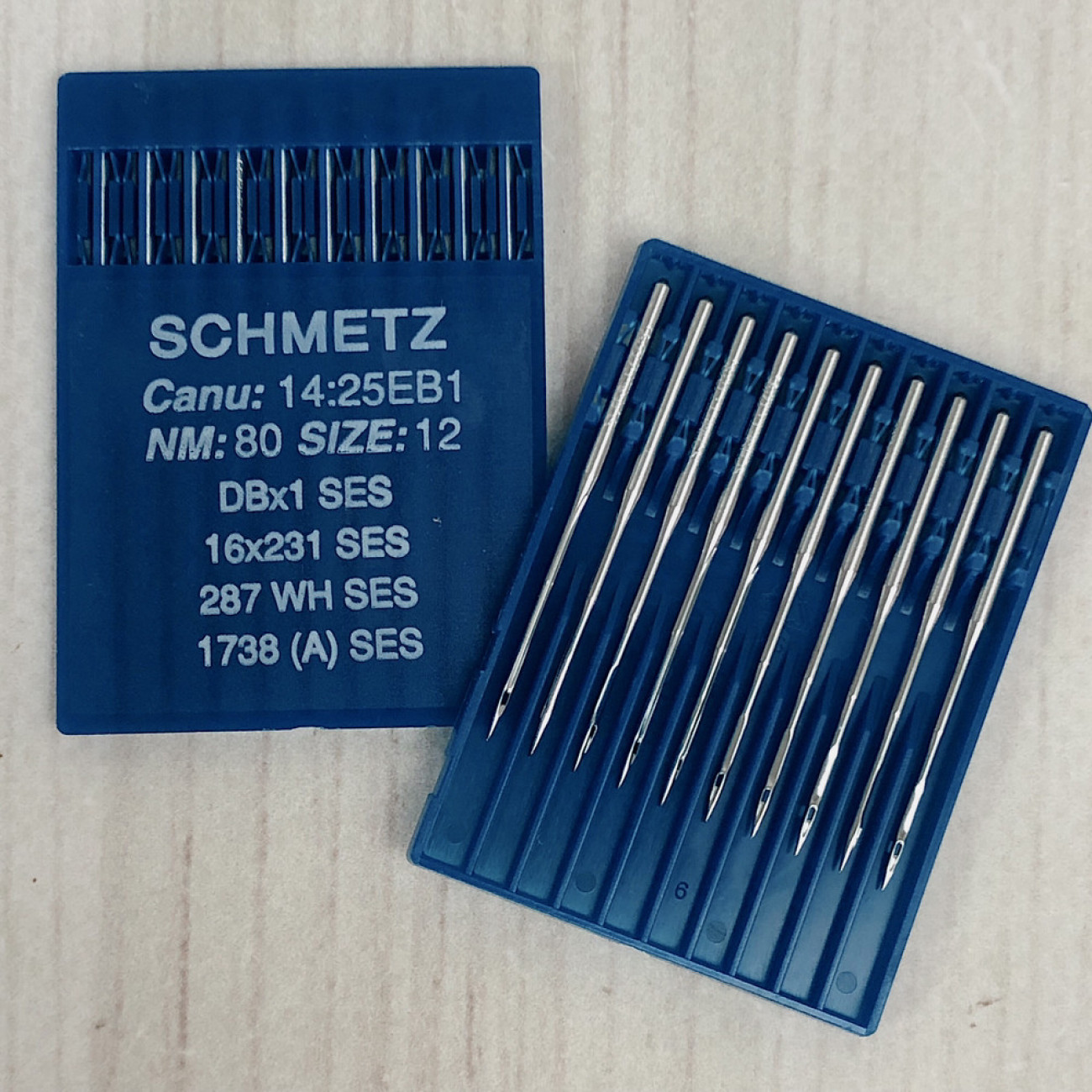 Голки Schmetz DBx1 SES (1738 SES) №80 з тонкою колбою для трикотажних та еластичних тканин для промислових машин