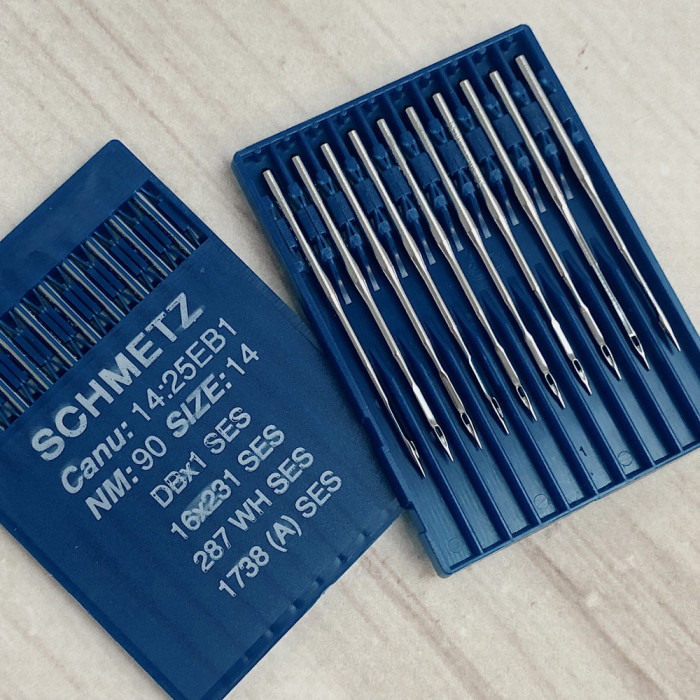 Голки Schmetz DBx1 SES (1738 SES) №90 з тонкою колбою для трикотажних та еластичних тканин для промислових машин