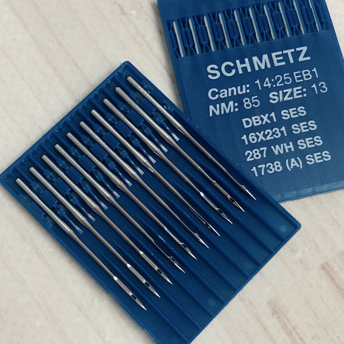 Голки Schmetz DBx1 SES (1738 SES) №85 з тонкою колбою для трикотажних та еластичних тканин для промислових машин