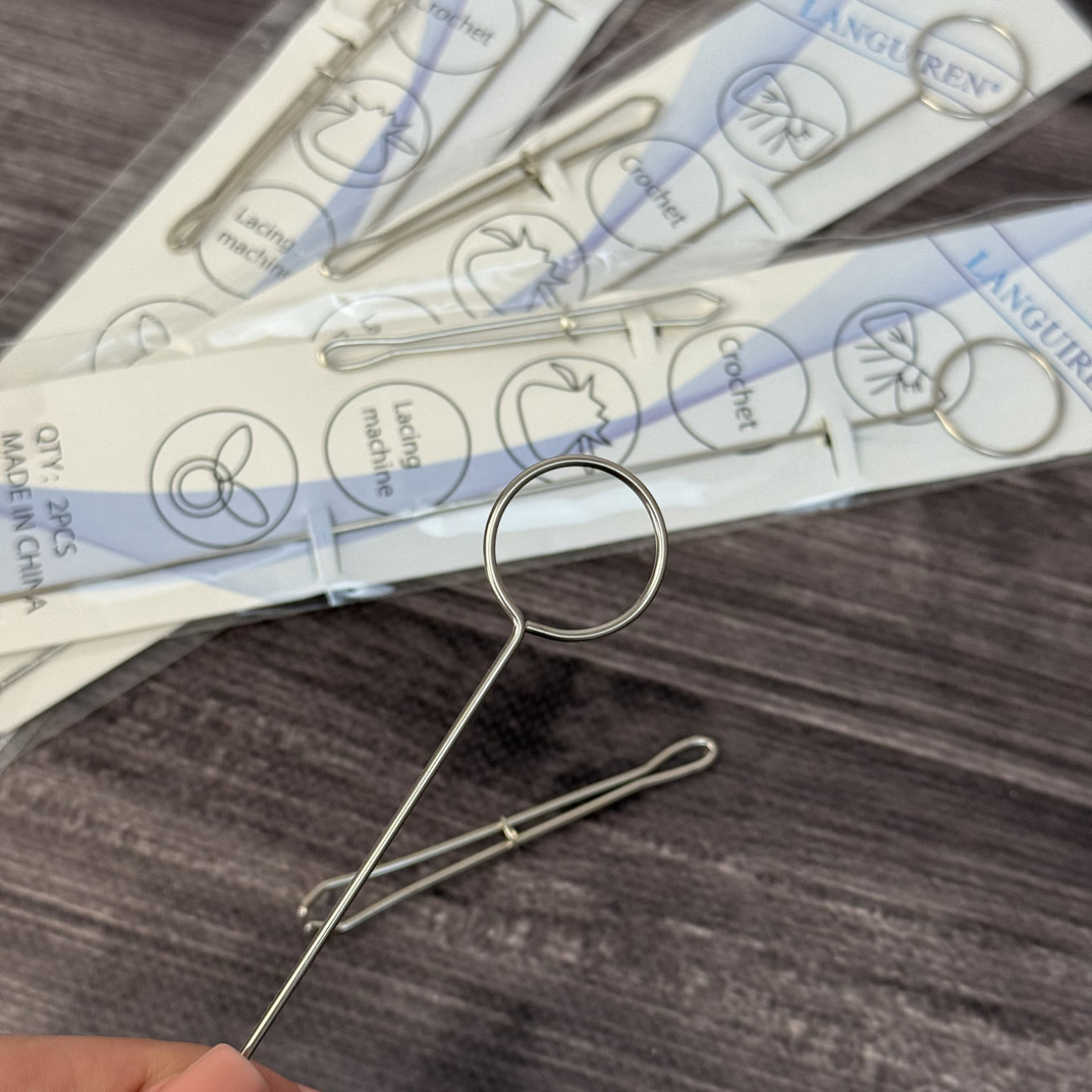 Набір резинковтягувач і спиця для вивертання руликів (інструменти для шиття та рукоділля)