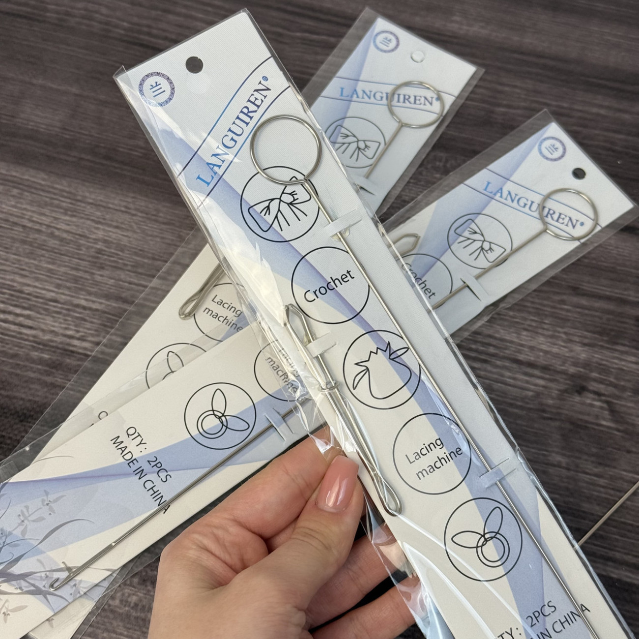 Набір резинковтягувач і спиця для вивертання руликів (інструменти для шиття та рукоділля)