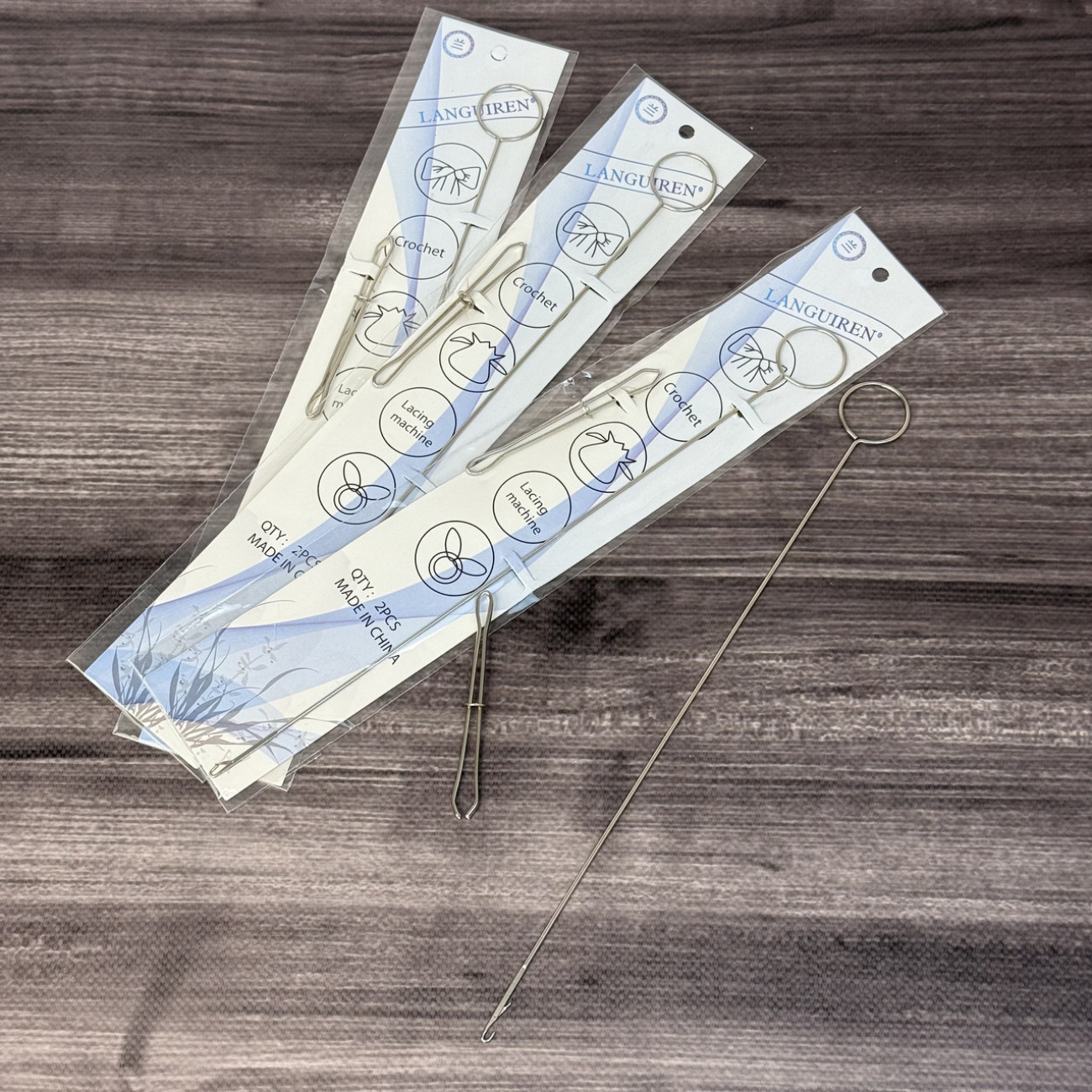 Набір резинковтягувач і спиця для вивертання руликів (інструменти для шиття та рукоділля)