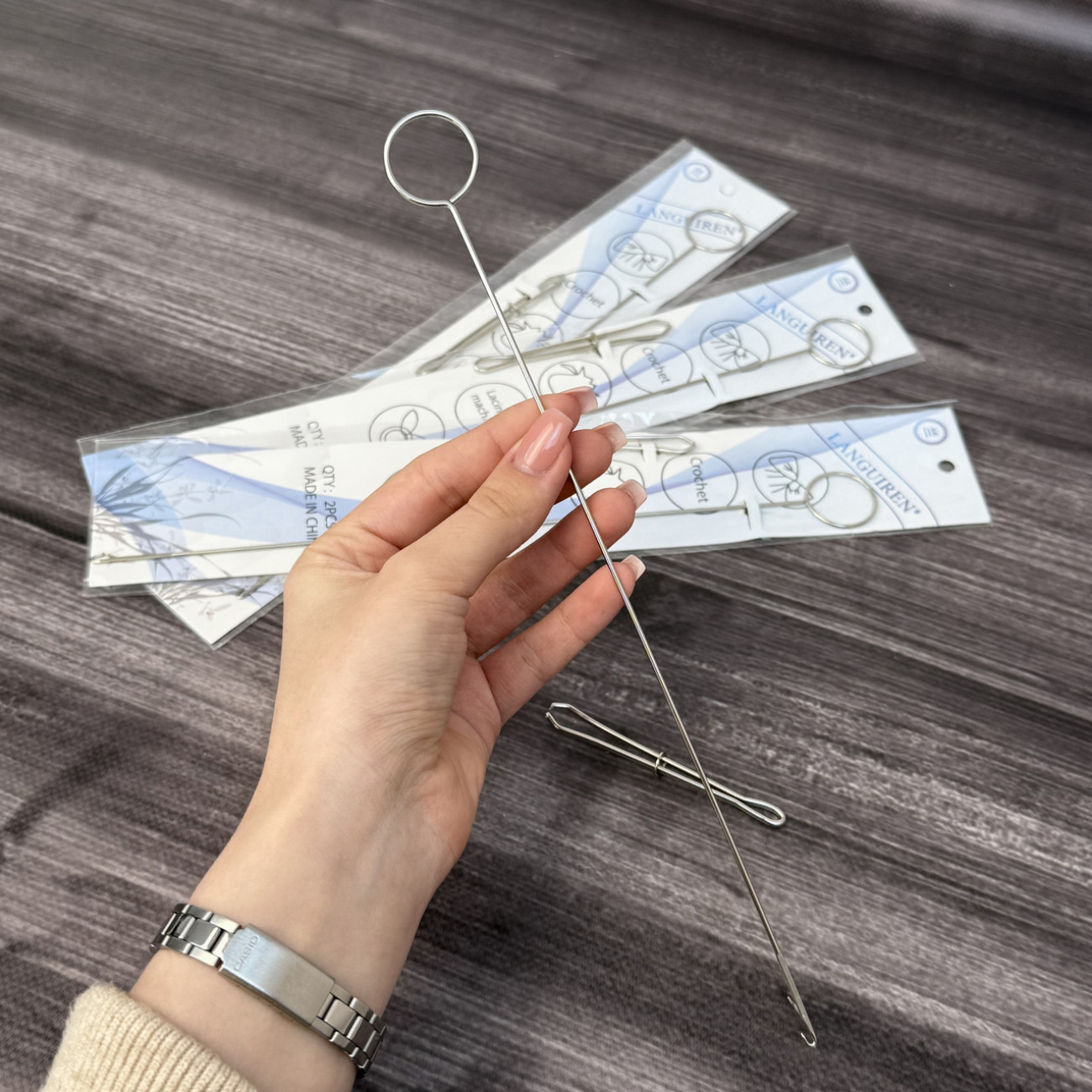 Набір резинковтягувач і спиця для вивертання руликів (інструменти для шиття та рукоділля)