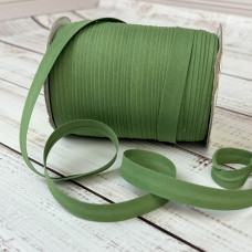 Коса бейка матова 15 мм зелена – тасьма для обробки зрізів і декору