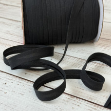 Коса бейка матова 15 мм чорна – тасьма для обробки зрізів і декору