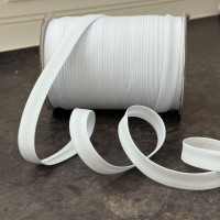 Коса бейка матова 15 мм біла – тасьма для обробки зрізів і декору