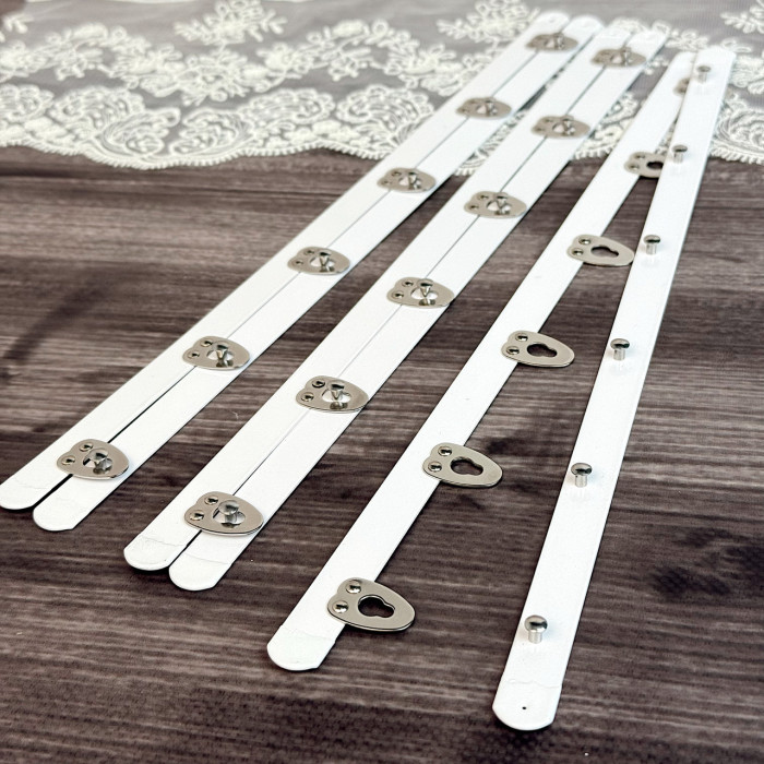 Бюск корсетний білий, 30 см, 6 застібок