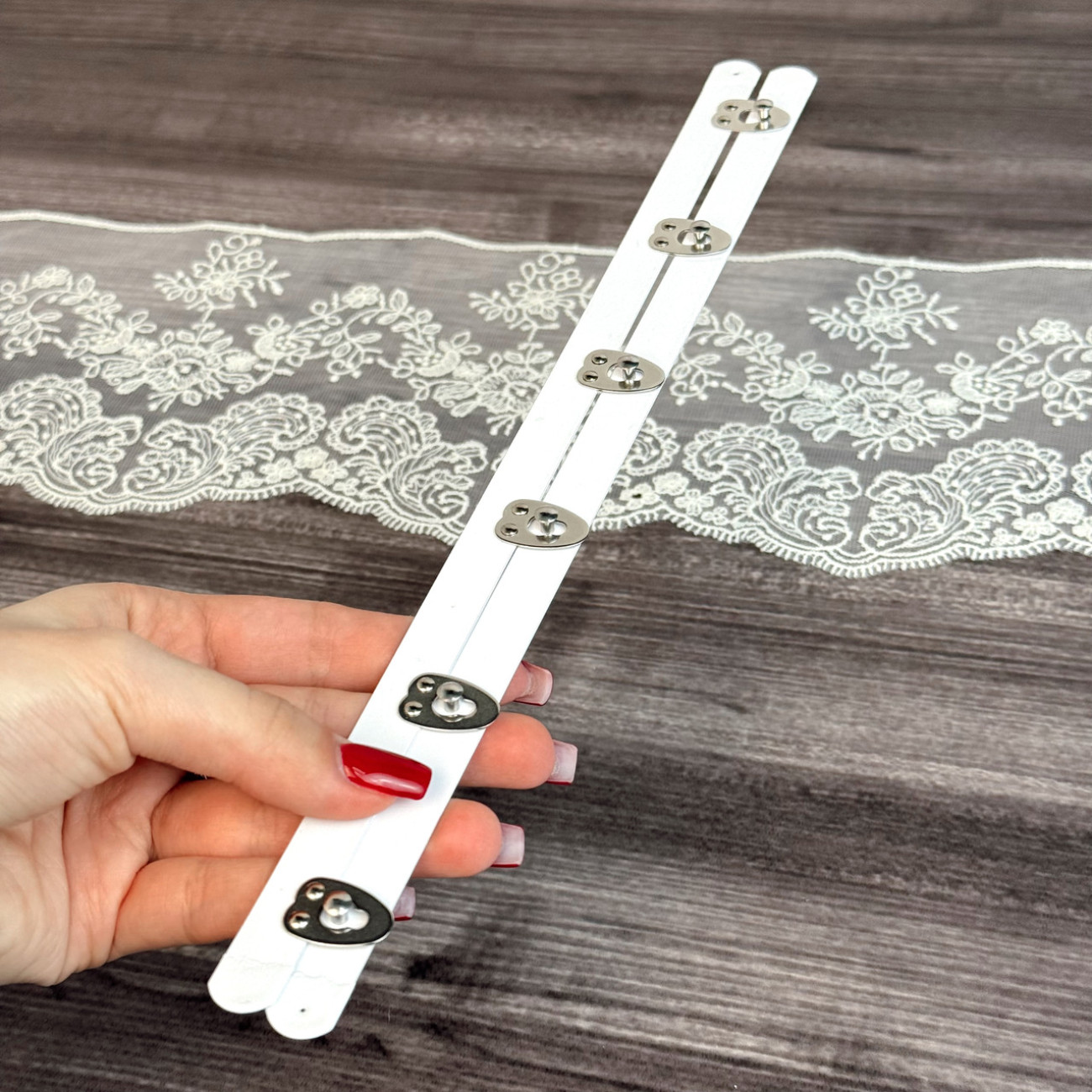 Бюск корсетний білий, 30 см, 6 застібок