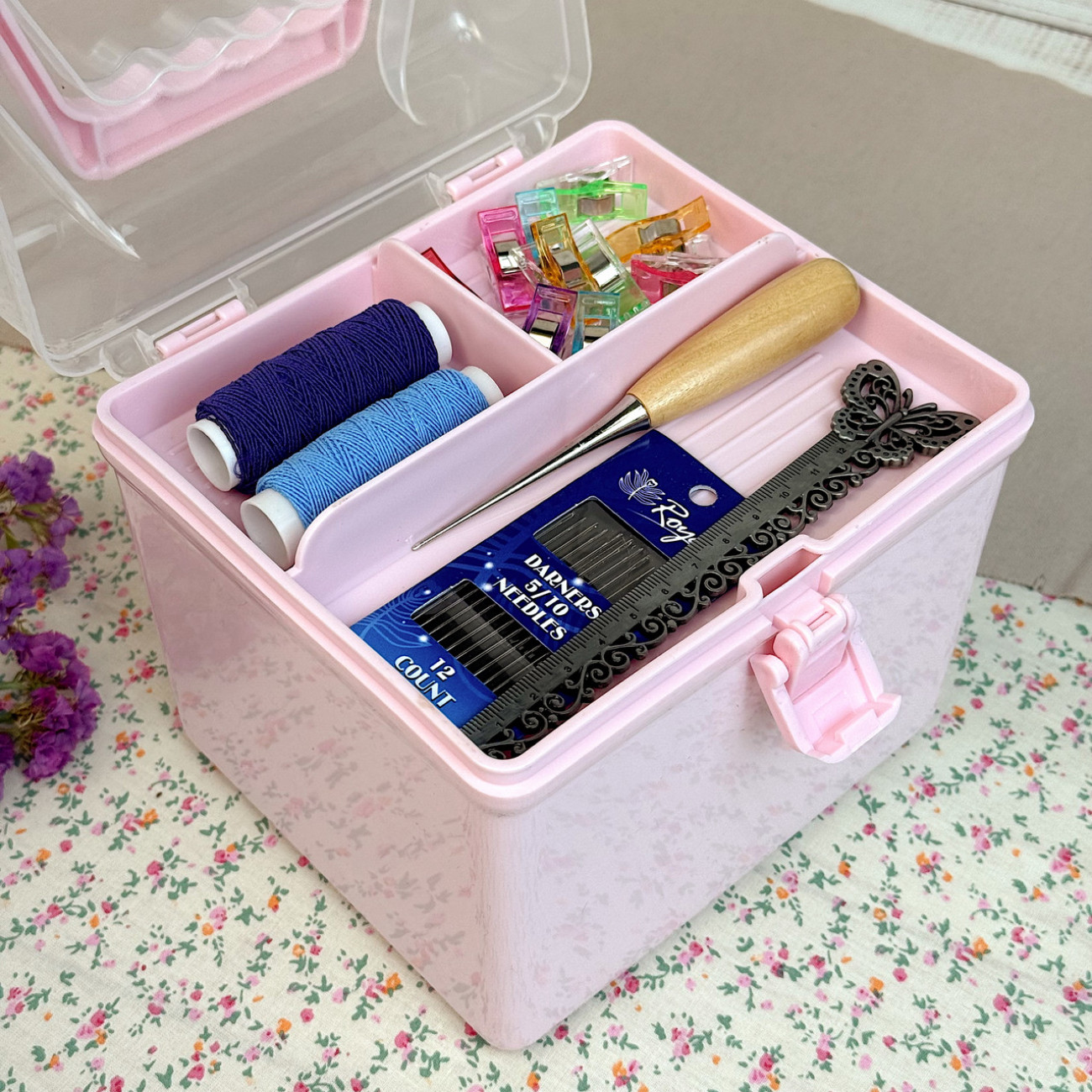 Органайзер - скринька для дрібниць квадратний, рожевий