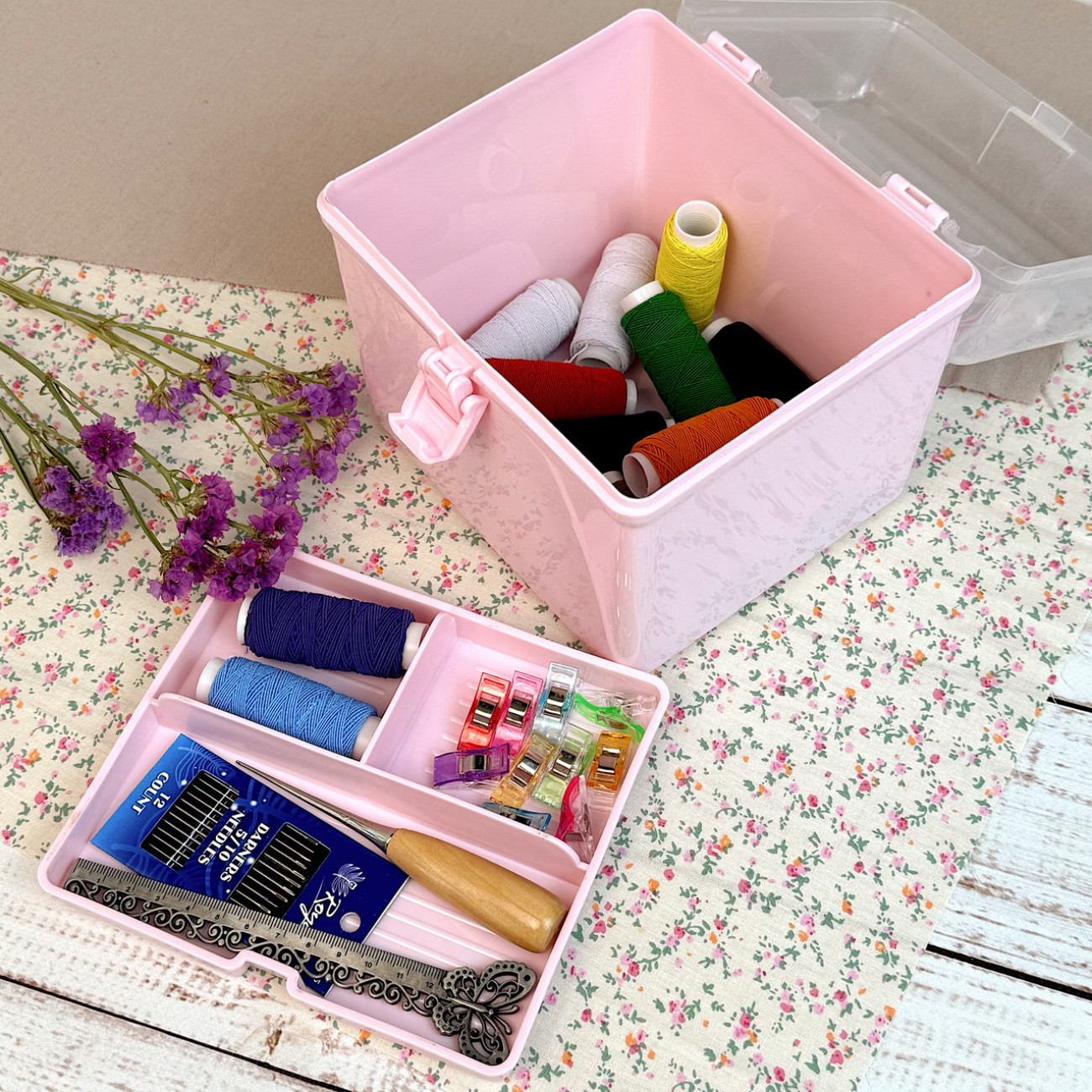 Органайзер - скринька для дрібниць квадратний, рожевий