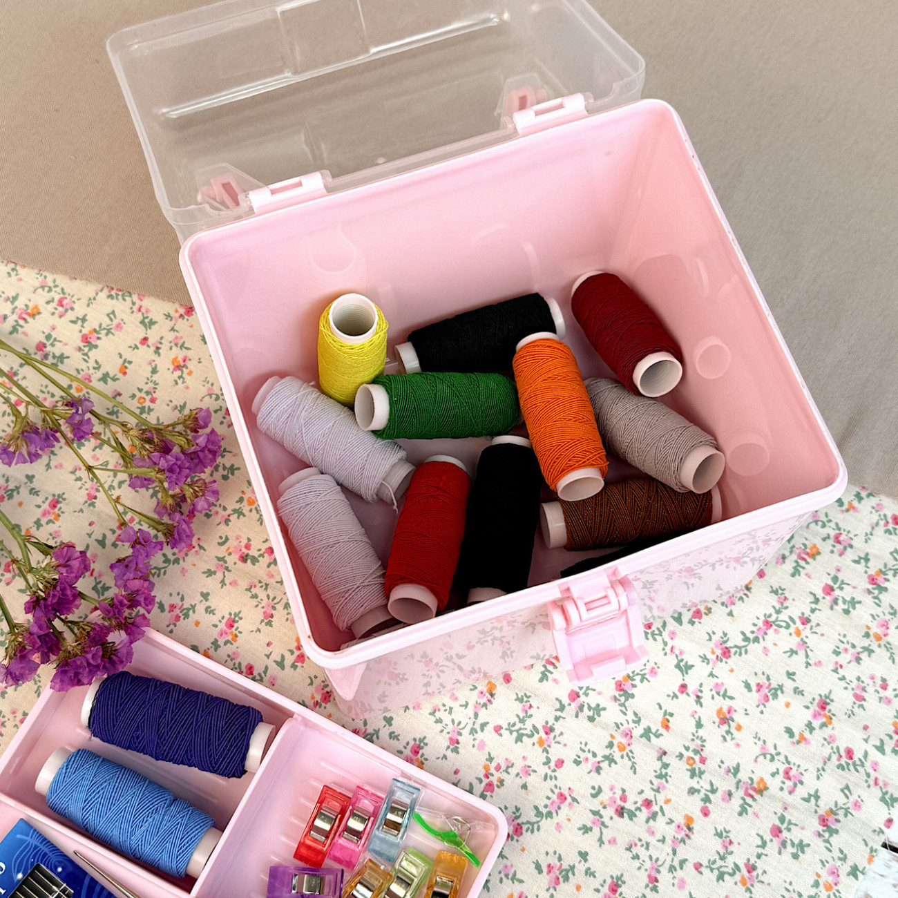 Органайзер - скринька для дрібниць квадратний, рожевий