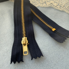 Блискавка металева нероз'ємна, 18 см, синя