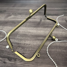 Фермуар металевий з вушками для ручок, бронза, 18×5 см — рамковий замок для сумок і гаманців