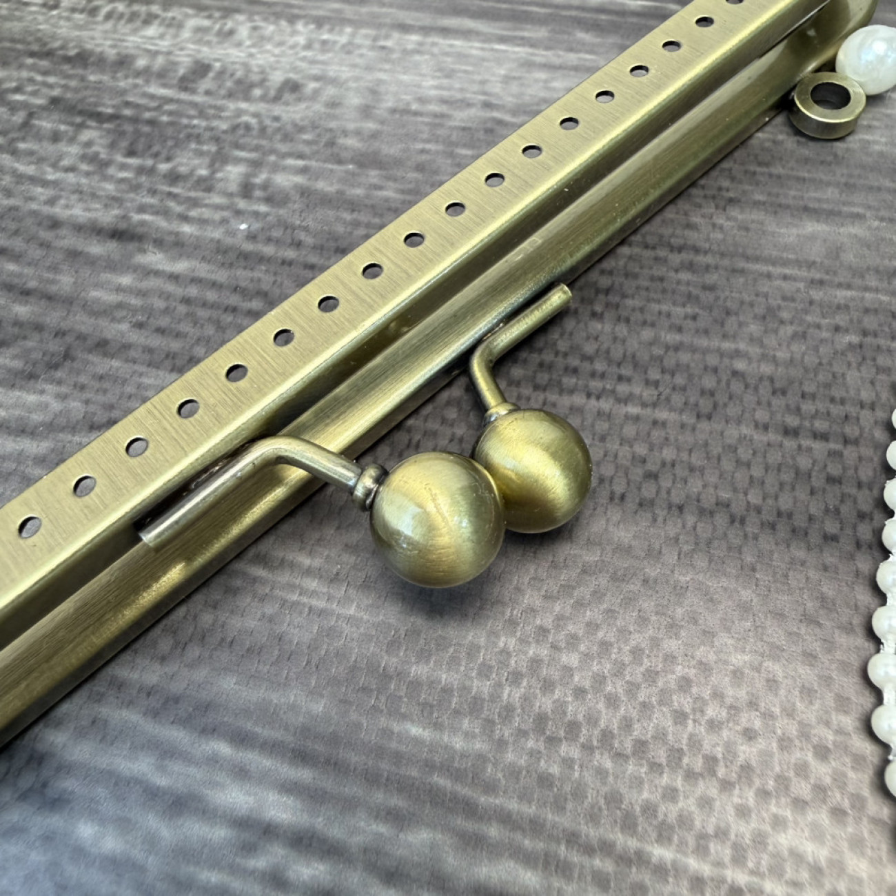 Фермуар металевий з вушками для ручок, бронза, 18×5 см — рамковий замок для сумок і гаманців