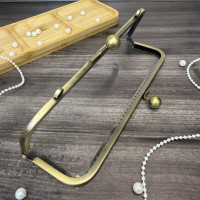 Фермуар металевий з вушками для ручок, бронза, 20×6 см — рамковий замок для сумок і гаманців