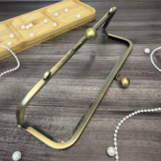 Фермуар металевий з вушками для ручок, бронза, 20×6 см — рамковий замок для сумок і гаманців