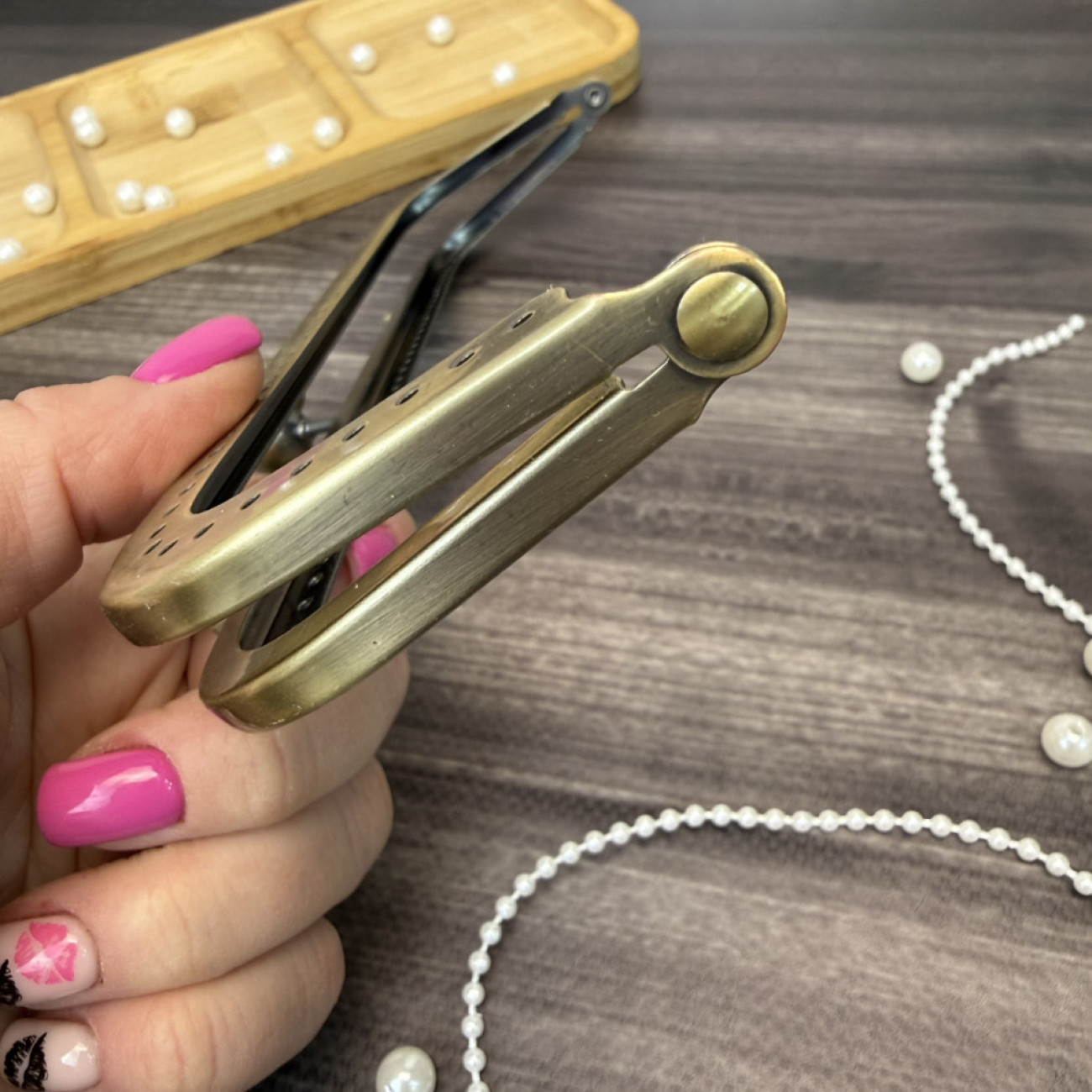 Фермуар металевий з вушками для ручок, бронза, 20×6 см — рамковий замок для сумок і гаманців