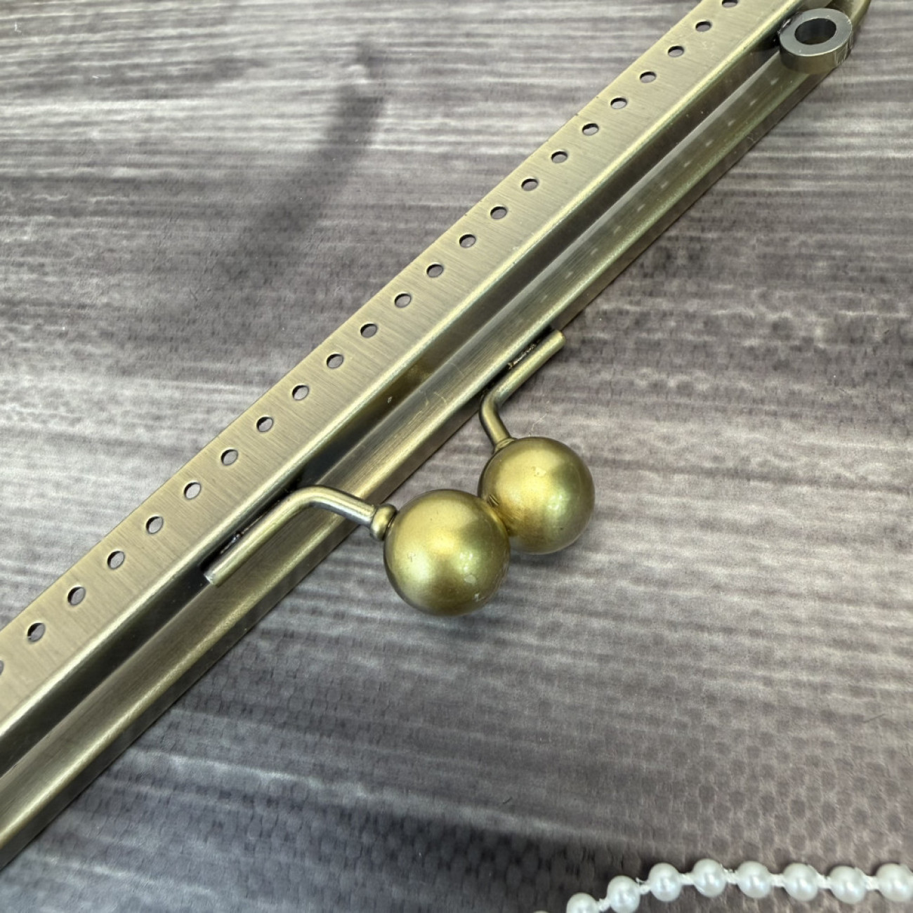 Фермуар металевий з вушками для ручок, бронза, 20×6 см — рамковий замок для сумок і гаманців