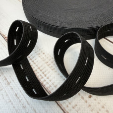 Резинка перфорована 2 см чорна — еластична тасьма для шиття та рукоділля