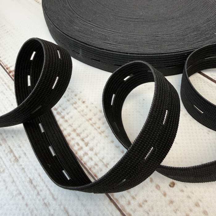 Резинка перфорована 2 см чорна — еластична тасьма для шиття та рукоділля