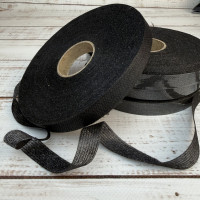 Тасьма ниткопрошивна клейова дольова, 15 мм, чорна, моток 100м