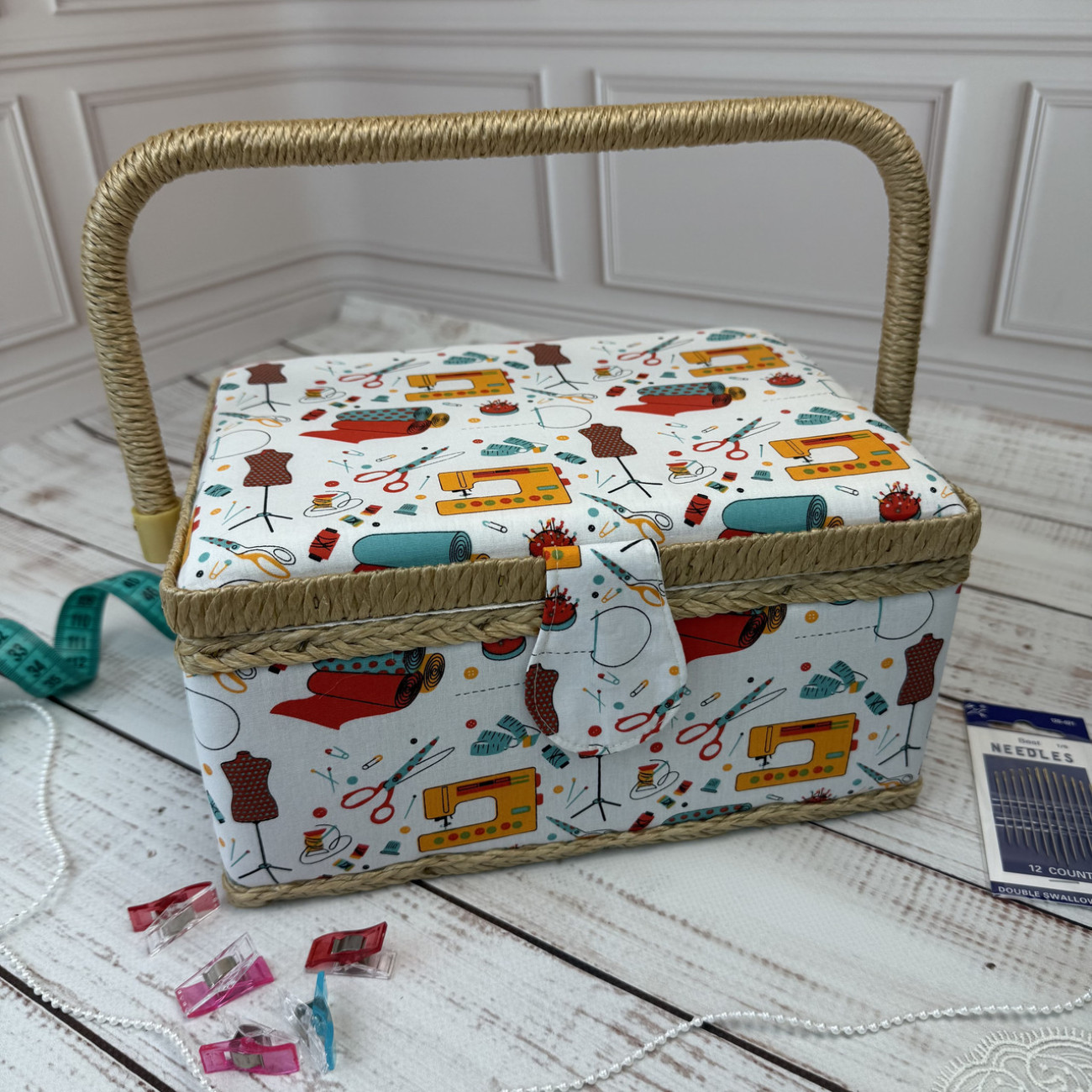 Скринька для рукоділля зі швейним малюнком, розмір M