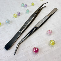 Пінцет вигнутий TWEEZER TWE-6 з рефленими насічками, сріблястий